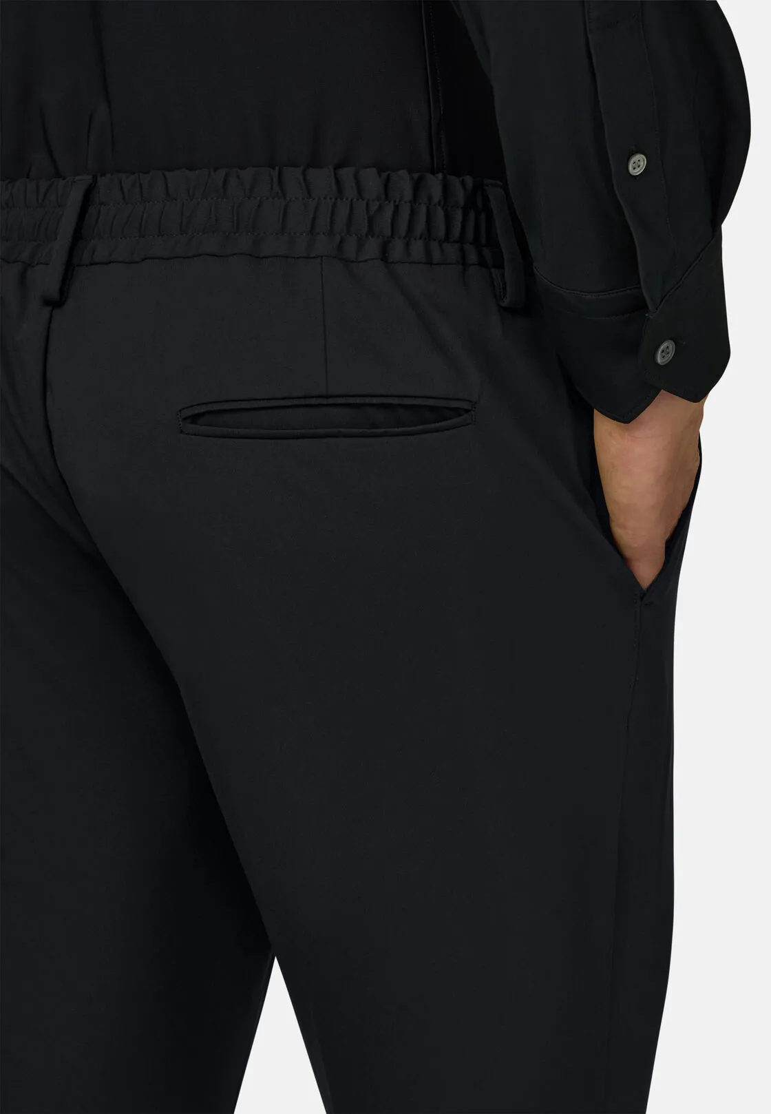 Boggi, Pantaloni In Nylon Elasticizzato B Tech, Uomo, Nero, Taglia: 54 - immagine 3