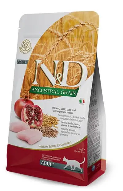 N&d low ancestral grain cat chicken & pomegranate adult 5 kg - immagine 1