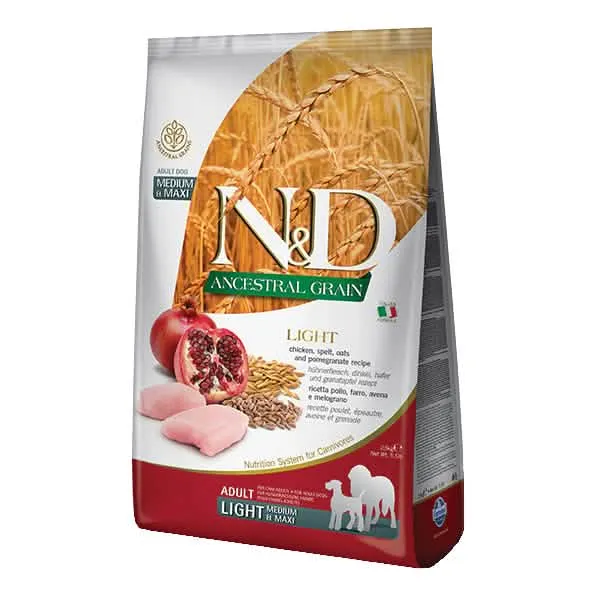 N&d ancestral cereals canine chicken & pomegranate light medium/maxi 12 kg - immagine 1