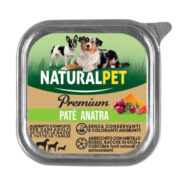 NaturalPet Premium Dog Adult All Breeds Patè 150 gr Anatra e mirtilli - confezione da 6 pezzi - immagine 1
