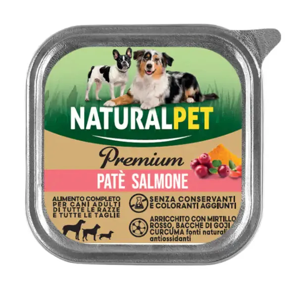 NaturalPet Premium Dog Adult All Breeds Patè 150 gr Salmone e mirtilli - confezione da 6 pezzi - immagine 1