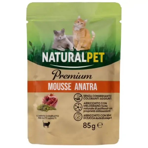 NaturalPet Premium Cat Adult 85gr Anatra e melograno - confezione da 6 pezzi - immagine 1