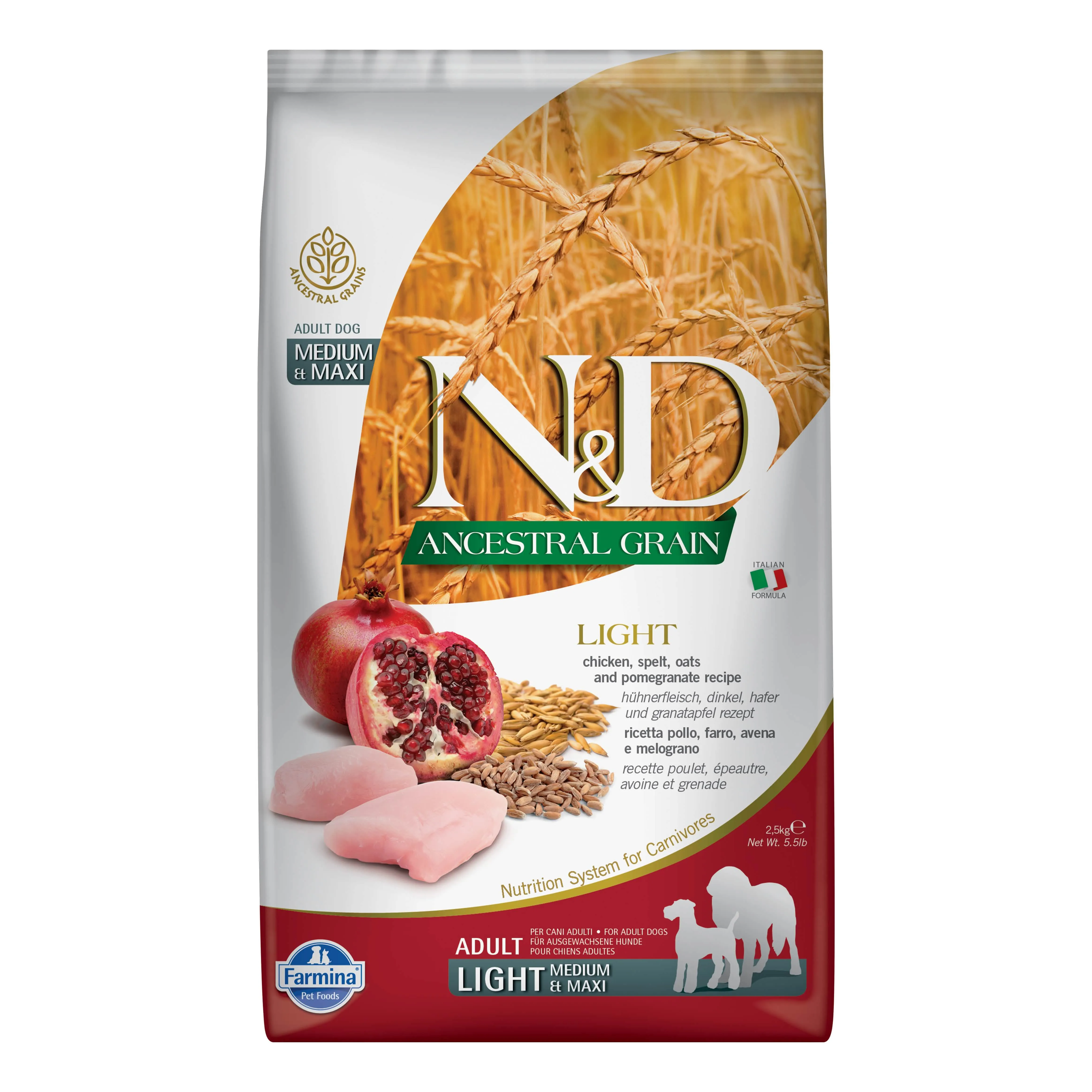 N&d ancestral dog chicken & pomegranate light medium/maxi 2,5 kg - immagine 1