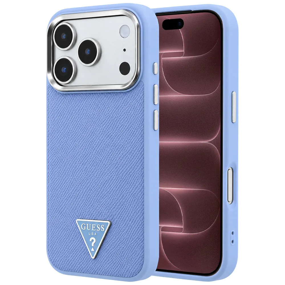Custodia MagSafe per Apple iPhone 18 Pro Max / 17 Pro Max, Guess, Logo Triangolo Granulato, Blu - immagine 1