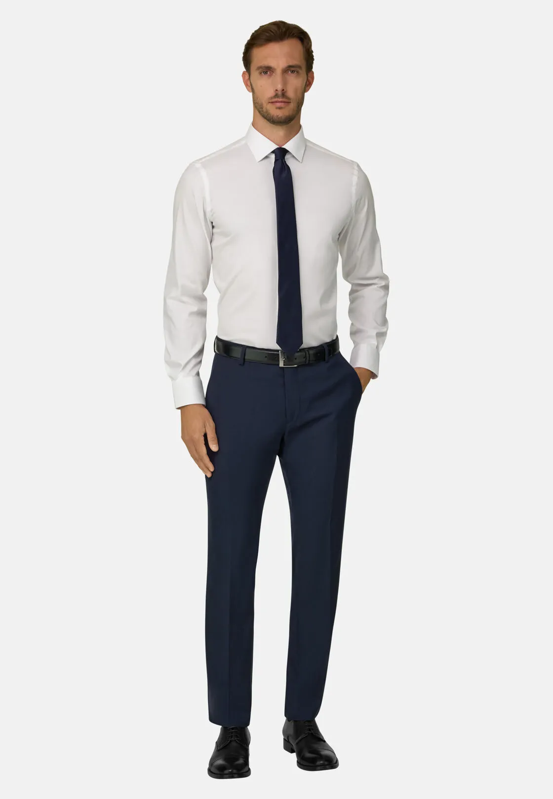 Boggi, Pantalone Micro Fantasia Lana Elasticizzata, Uomo, Navy, Taglia: 48 - immagine 2