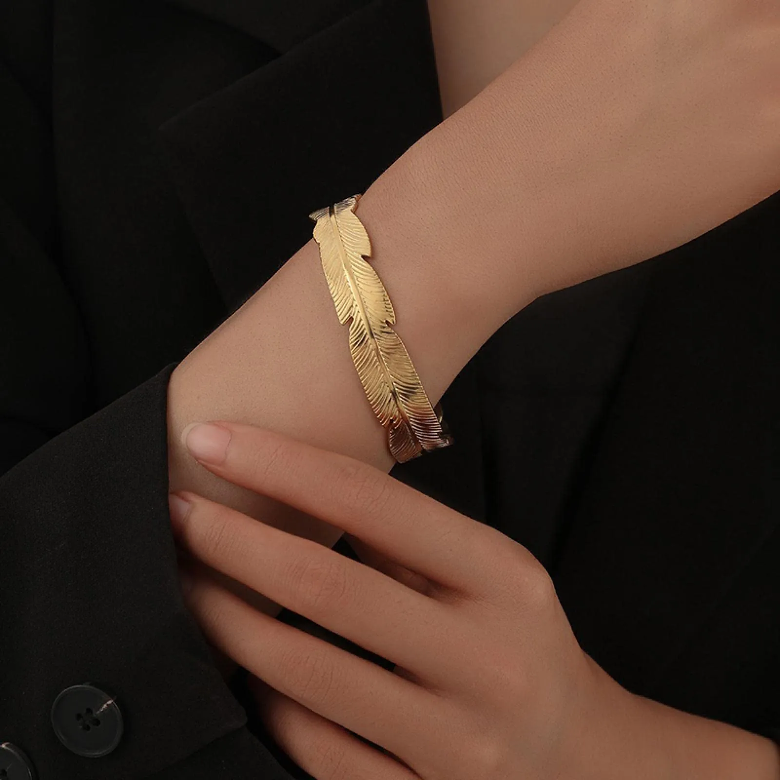 Bracciale Donna Braccialetto Regalo Regali Braccialetto di Piume per Le Donne Hip Hop Regolabile A Forma di C Bracciale per Ragazze Regali Casuali B644 - immagine 6