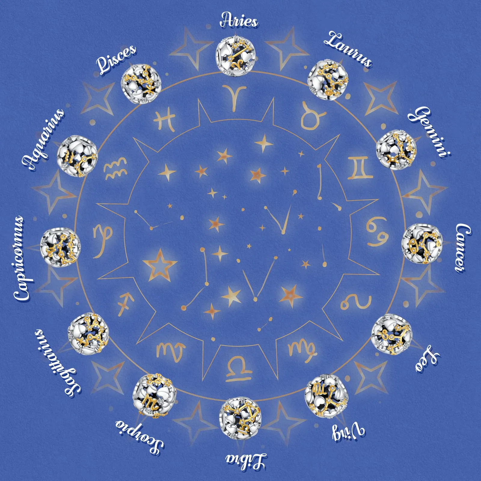 Annmors Constellation Birthstone Ciondolo Argento Sterling 925 Charm Bead Gemelli Zirconia Cubica,Compatibile Bracciale Collane Europei, della mamma,donne,amici,compleanno compleanno,regalo Natale - immagine 6