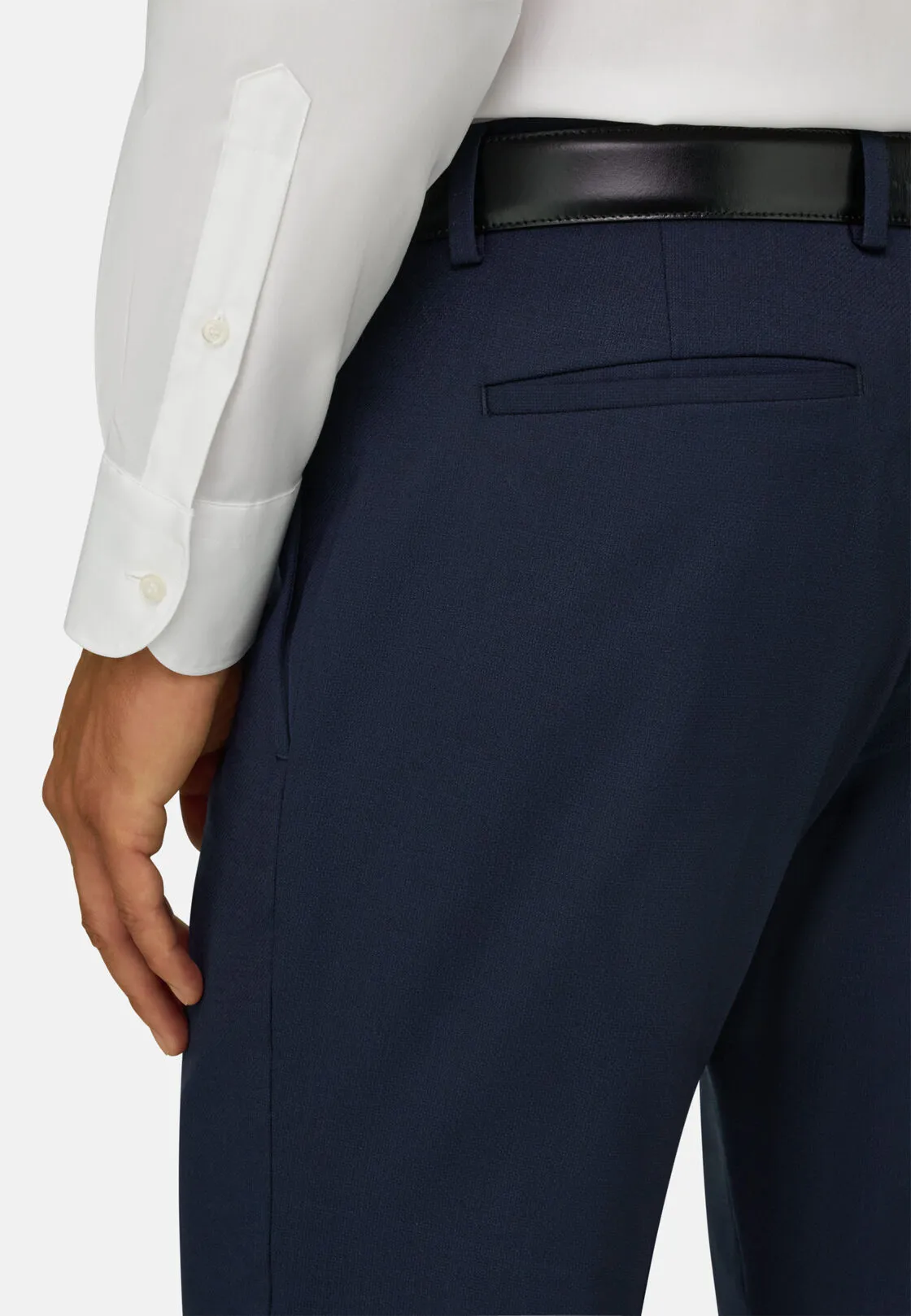 Boggi, Pantalone Micro Fantasia Lana Elasticizzata, Uomo, Navy, Taglia: 58 - immagine 3
