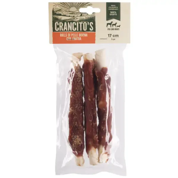Crancito's snack naturale Dog Adult Rolls di pelle bovina Bovino e anatra - 3 pezzi - immagine 1