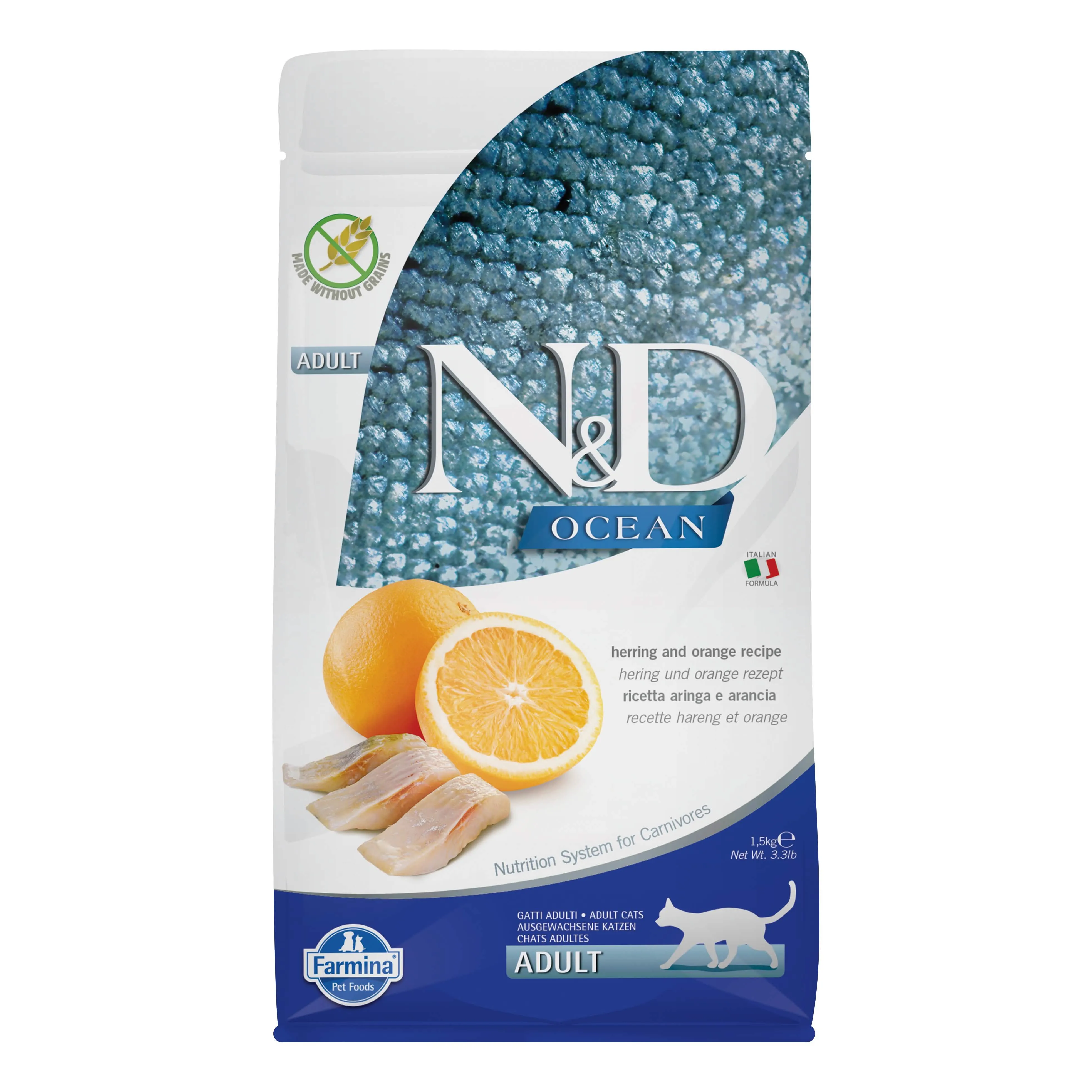 N&d ocean cat herring & orange adult 1,5 kg - immagine 1