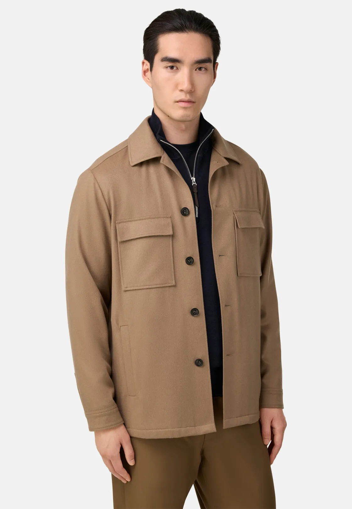 Boggi, Giacca Camicia Link In Cashmere, Uomo, Beige, Taglia: S - immagine 1