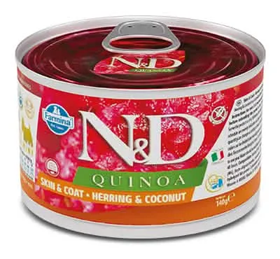 N&d dog quinoa skin & coat herring coconut 140 g - immagine 1