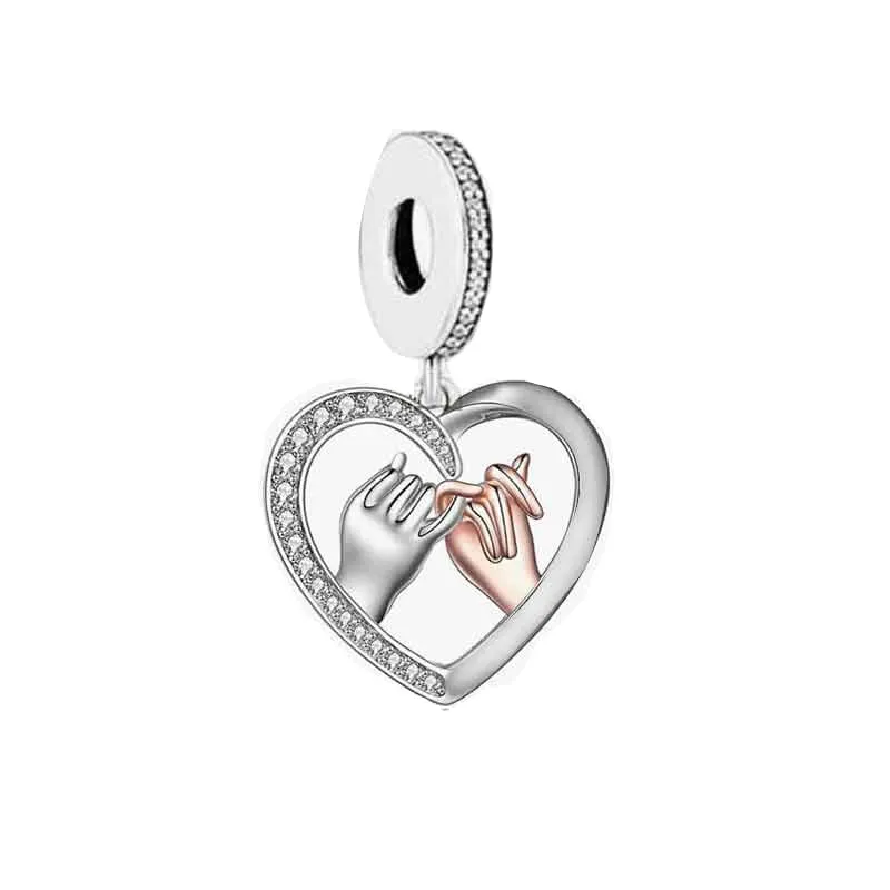 Ciondolo commemorativo in argento Sterling 925 con scritta in lingua inglese "Daughter", con ali d'angelo, giraffa, sorella, compleanno, cuore, in oro rosa, compatibile con braccialetti Pandora - immagine 1