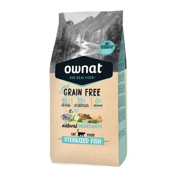 Ownat Just Grain Free Cat Sterilised con pesce fresco 8 kg - Croccantini per gatti - immagine 1