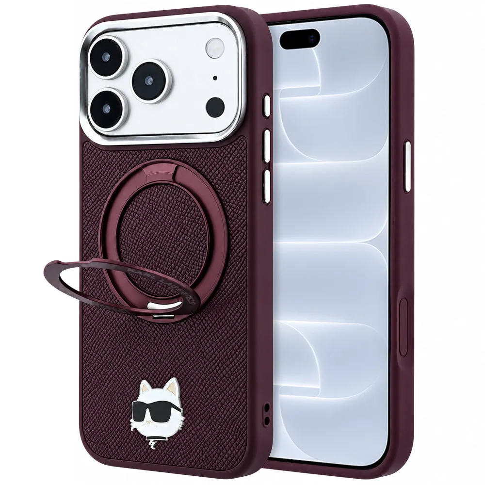 Custodia MagSafe per Apple iPhone 18 Pro / 17 Pro, Karl Lagerfeld, Ring Stand 360 Choupette Pin, Vinaccia - immagine 1