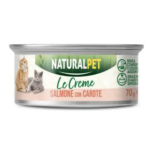 NaturalPet Cat Adult le Creme 70 gr Salmone con carote - confezione da 6 pezzi - immagine 1