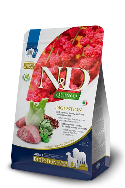 N&d quinoa canine digestion lamb quinoa fennel mint and artichoke adult all breeds 2,5 kg - immagine 1