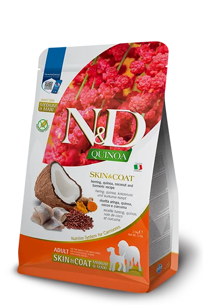N&d quinoa canine skin&coat herring quinoa coconut and turmeric adult all breeds 2,5 kg - immagine 1