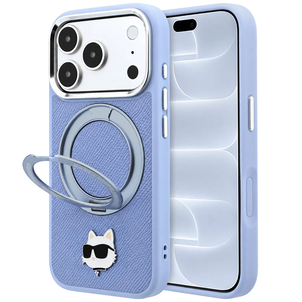 Custodia MagSafe per Apple iPhone 18 Pro / 17 Pro, Karl Lagerfeld, Ring Stand 360 Choupette Pin, Bleu - immagine 1