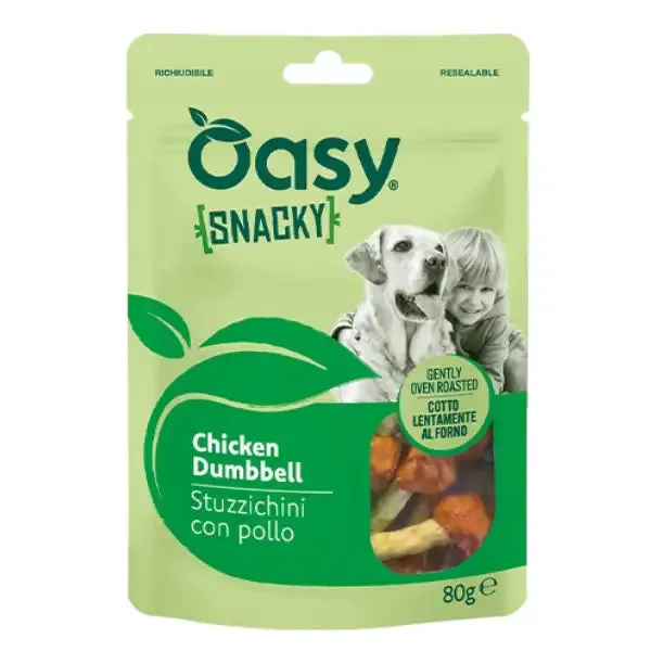 Oasy Snacky snack per cani cotto al forno Adult All Breeds 80 gr Stuzzichini con Pollo - immagine 1
