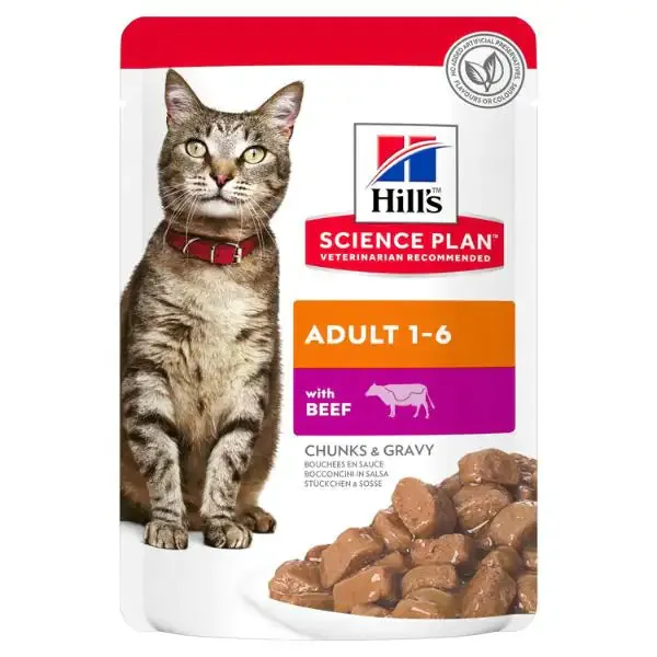 Hill's Science Plan Adult Alimento per Gatti 85 gr Manzo - confezione da 12 pezzi - Cibo umido per gatti - immagine 1