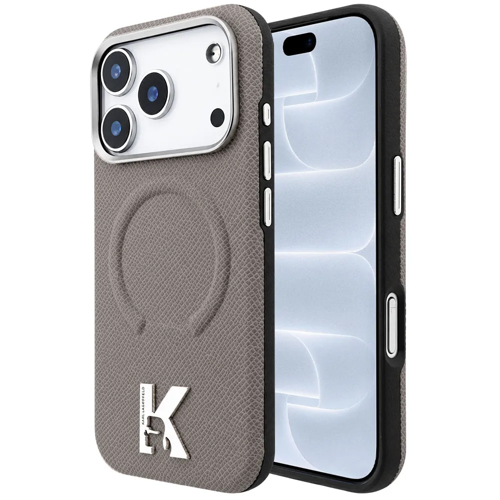 Custodia MagSafe per Apple iPhone 18 Pro / 17 Pro, Karl Lagerfeld, Grained Embossed Ring, Beige - immagine 1