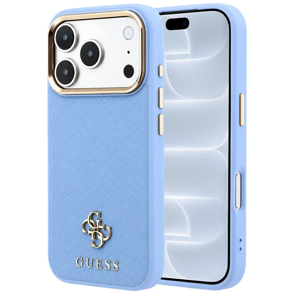 Custodia MagSafe per Apple iPhone 18 Pro / 17 Pro, Guess, Saffiano Small 4G Classic, Bleu - immagine 1