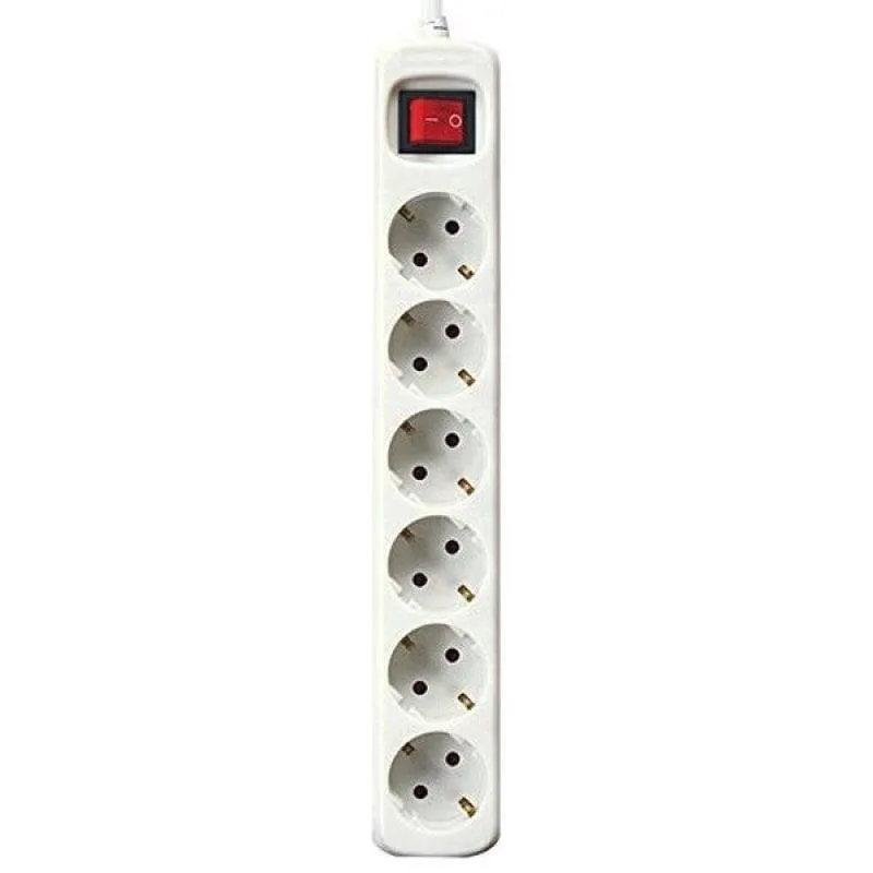 Multipresa Bigbuy 6 prese interruttore protezione bambini 3 m bianca - immagine 1