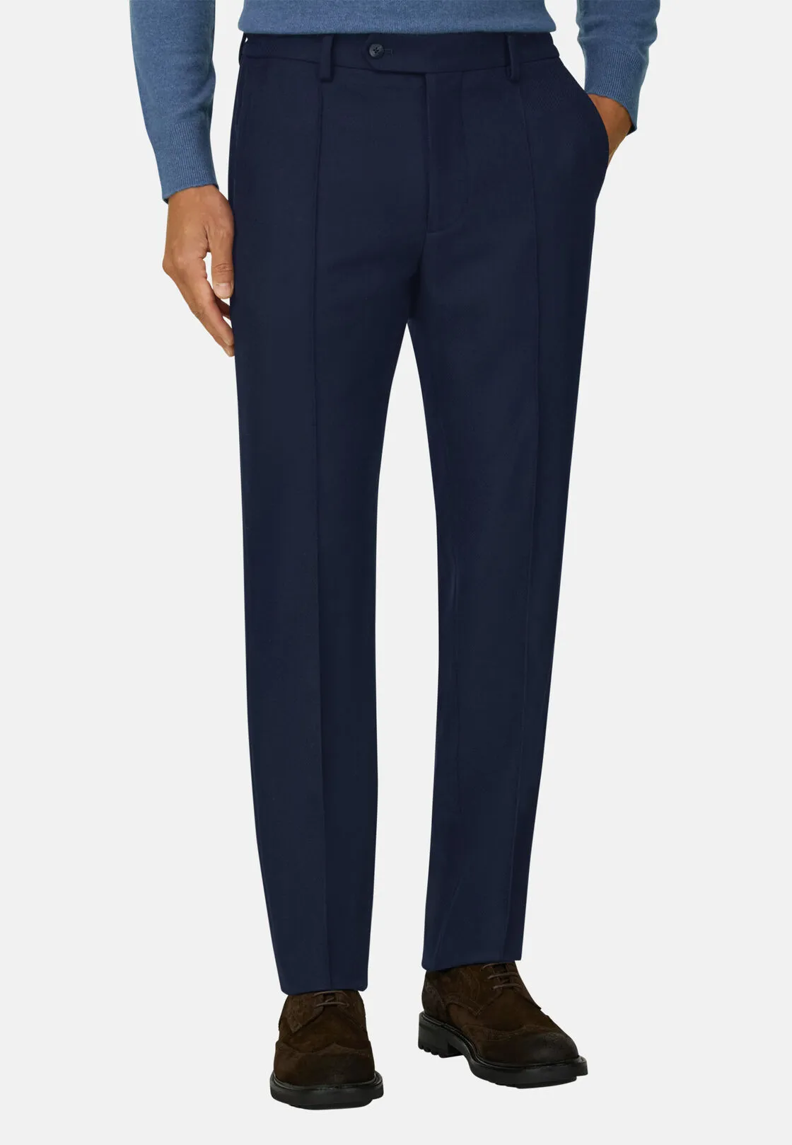 Boggi, Pantaloni In Flanella Di Lana, Uomo, Navy, Taglia: 36 - immagine 1
