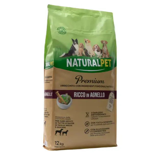 NaturalPet Premium Adult Medium/Large Agnello 12 kg - Crocchette naturali cane - immagine 1