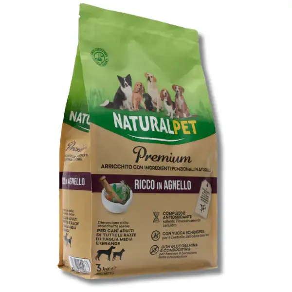NaturalPet Premium Adult Medium/Large Agnello 3 kg - Crocchette naturali cane - immagine 1