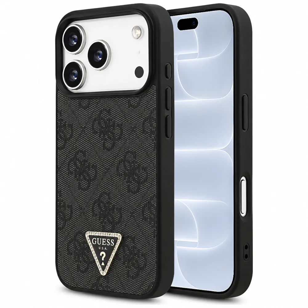 Custodia MagSafe per Apple iPhone 18 Pro / 17 Pro, Guess, 4G Triangle Strass, Nera - immagine 1