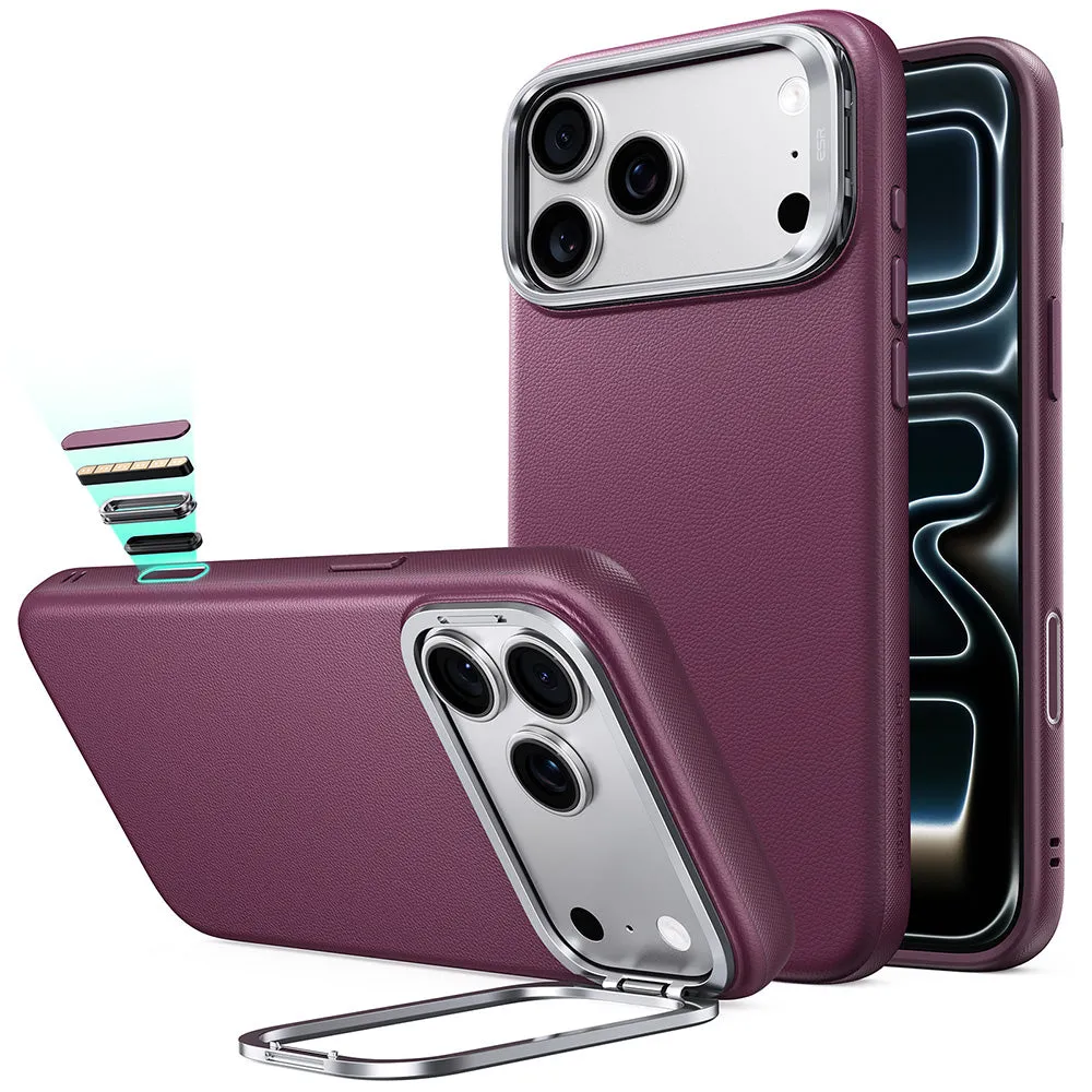 Custodia MagSafe per Apple iPhone 18 Pro / 17 Pro, ESR, Atelier con Supporto, Bordeaux Scuro Satinato - immagine 1