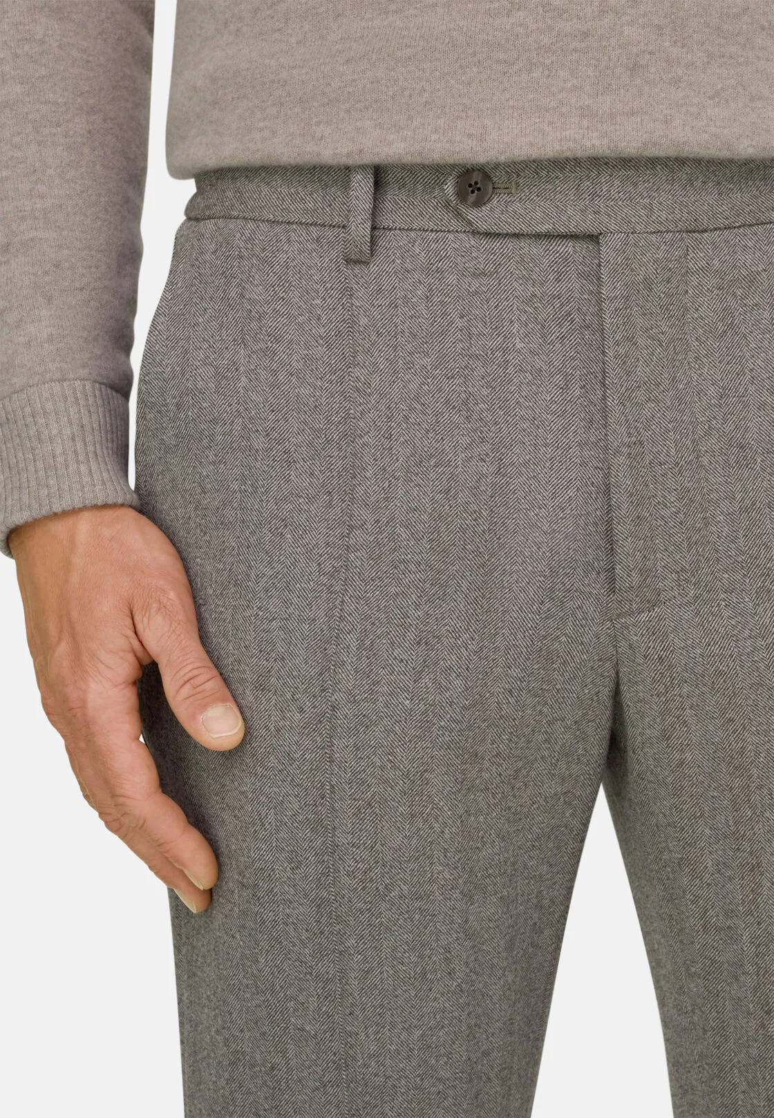 Boggi, Pantaloni Resca In Flanella, Uomo, Taupe, Taglia: 34 - immagine 3