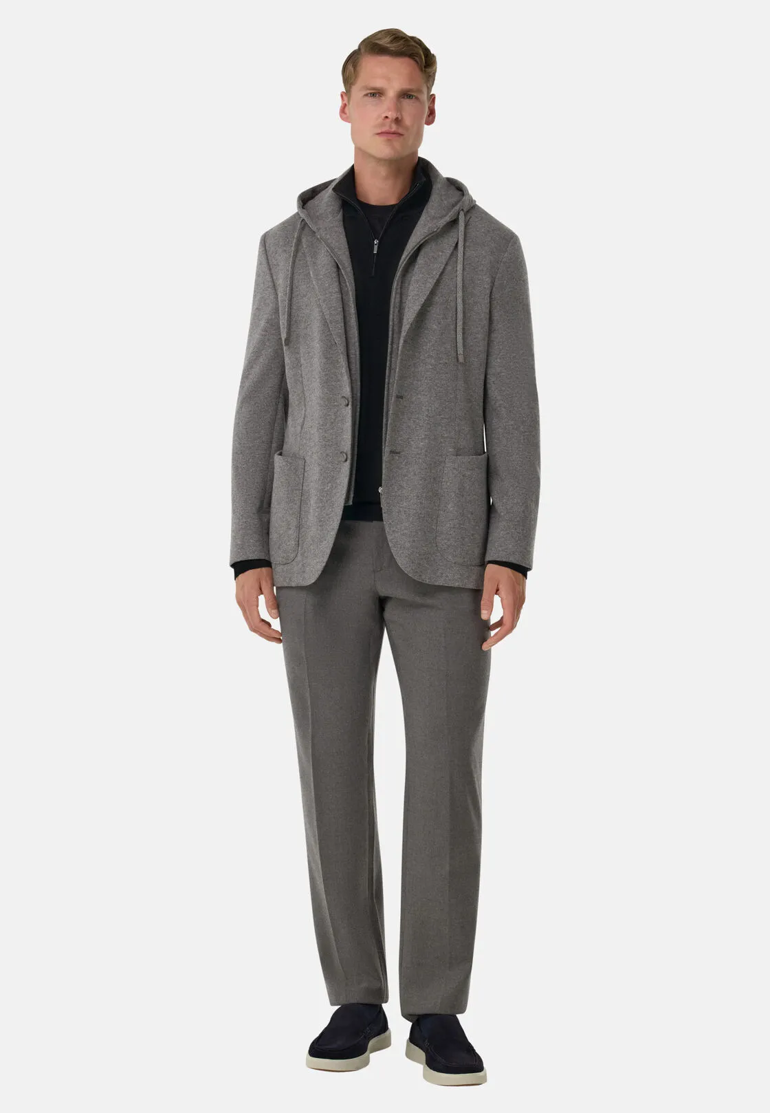 Boggi, Giacca Felpa Madison In Lana E Cashmere, Uomo, Grigio, Taglia: 60 - immagine 2