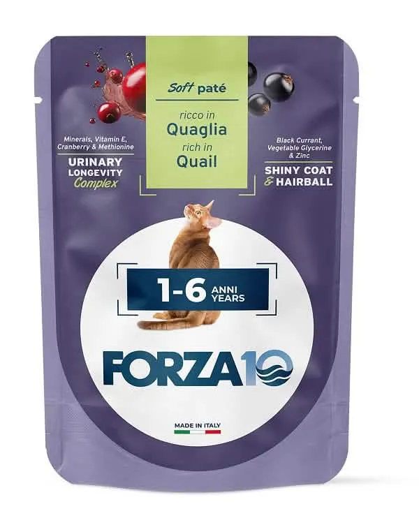 Forza 10 maintenance cat adult 1-6 anni anni quaglia wet pate' 80 g - immagine 1