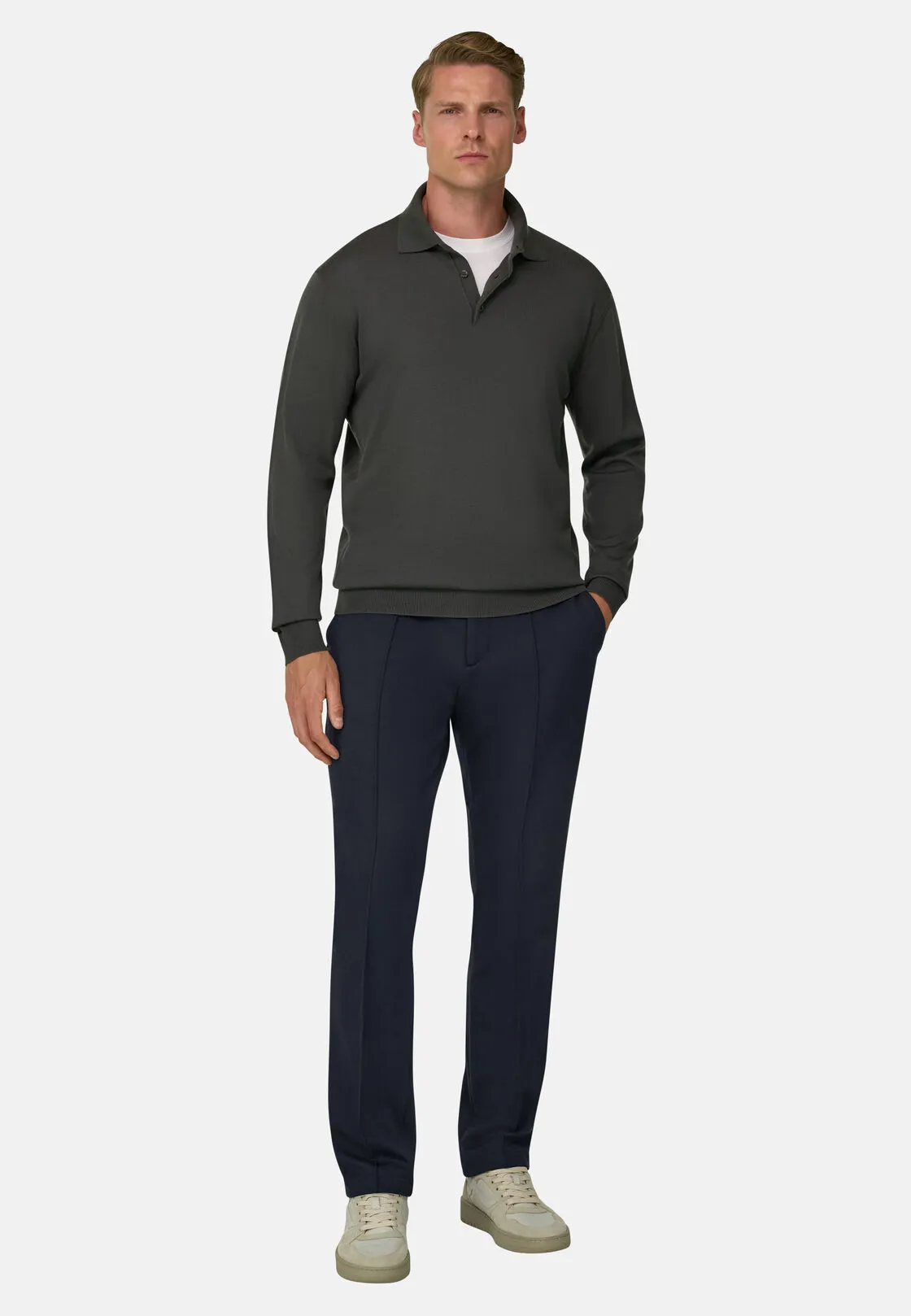 Boggi, Pantaloni City In Jersey Di Misto Cotone, Uomo, Navy, Taglia: 48 - immagine 2