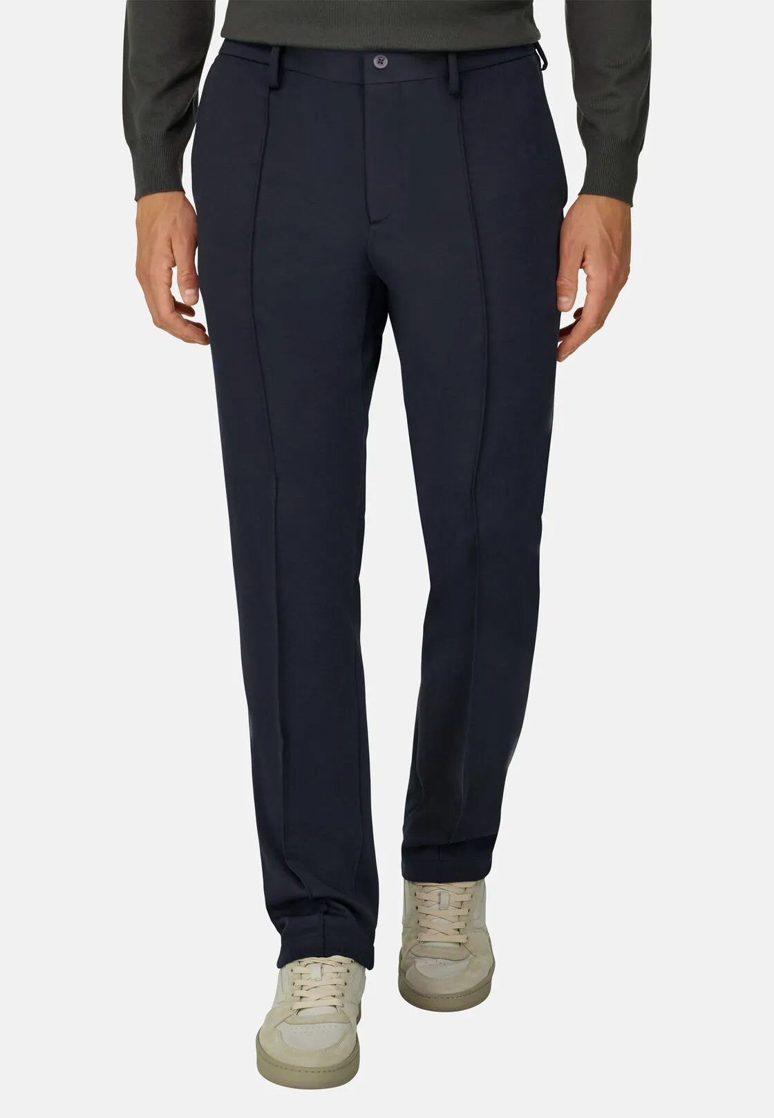 Boggi, Pantaloni City In Jersey Di Misto Cotone, Uomo, Navy, Taglia: 52 - immagine 1