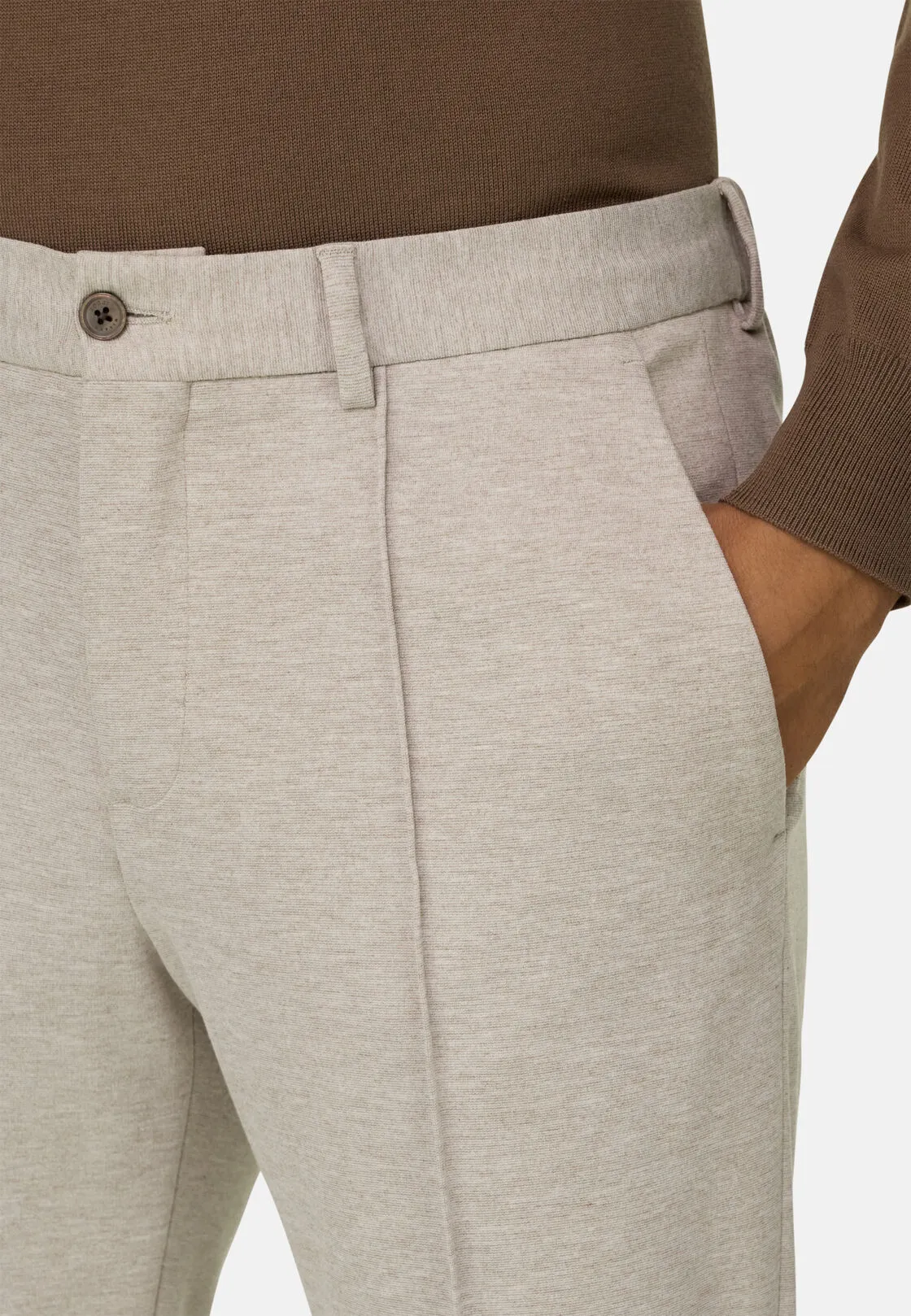 Boggi, Pantaloni In Jersey Tecnico, Uomo, Sabbia, Taglia: 44 - immagine 3