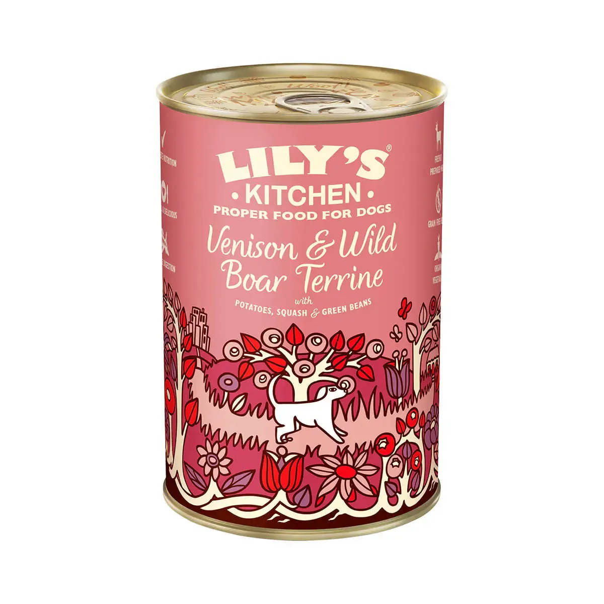Lily's Kitchen Umido 400 gr Terrina di Cervo e Cinghiale Selvatico - confezione da 6 pezzi - Cibo umido per cani - immagine 1