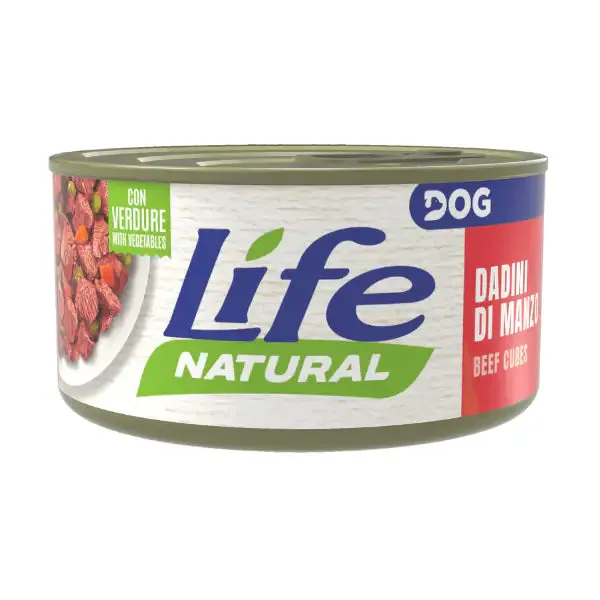 Life Dog Naturale 90 gr Bocconcini di Manzo - confezione da 6 pezzi - Cibo umido per cani - immagine 1