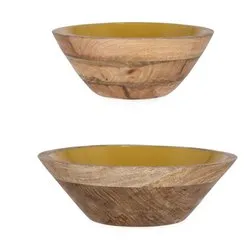 Insalatiera Legno Set 2 pz (25x10 e 30x14 cm) THARA Naturale e Arancione 0550946 - immagine 1