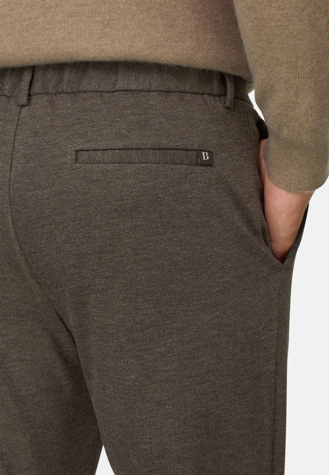 Boggi, Pantaloni In Jersey Tecnico, Uomo, Marrone, Taglia: 56 - immagine 3