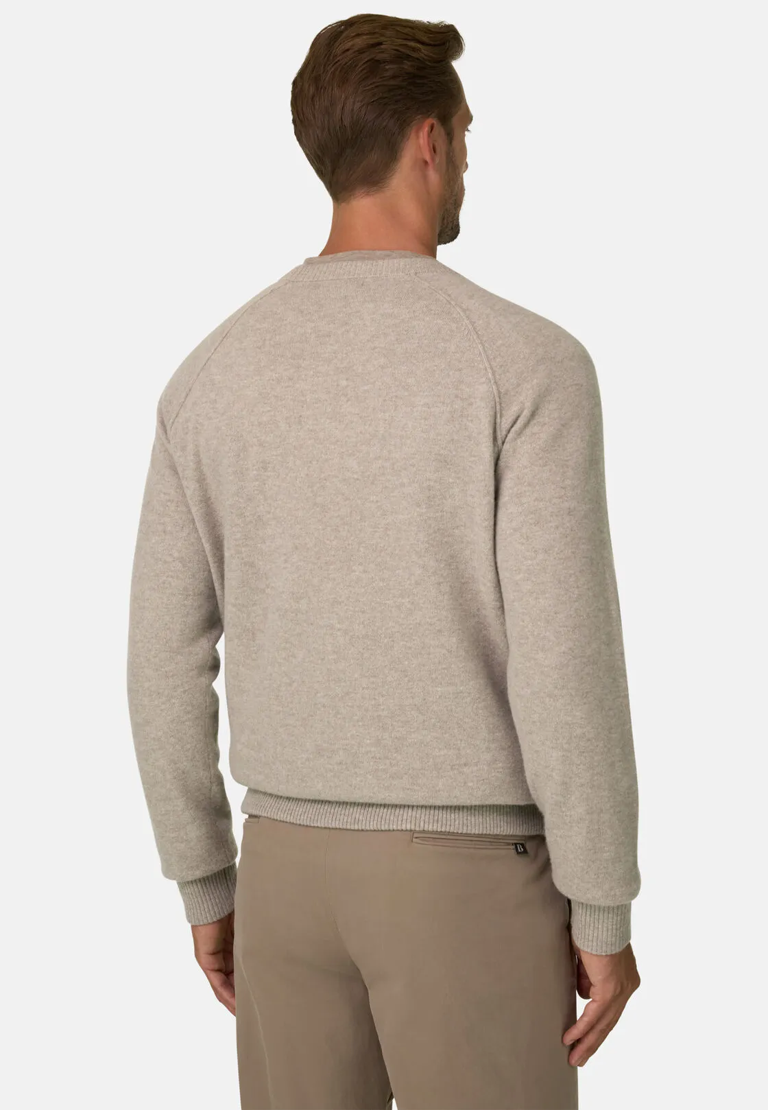 Boggi, Girocollo Di Maglia In Lana Yak, Uomo, Sabbia, Taglia: M - immagine 4