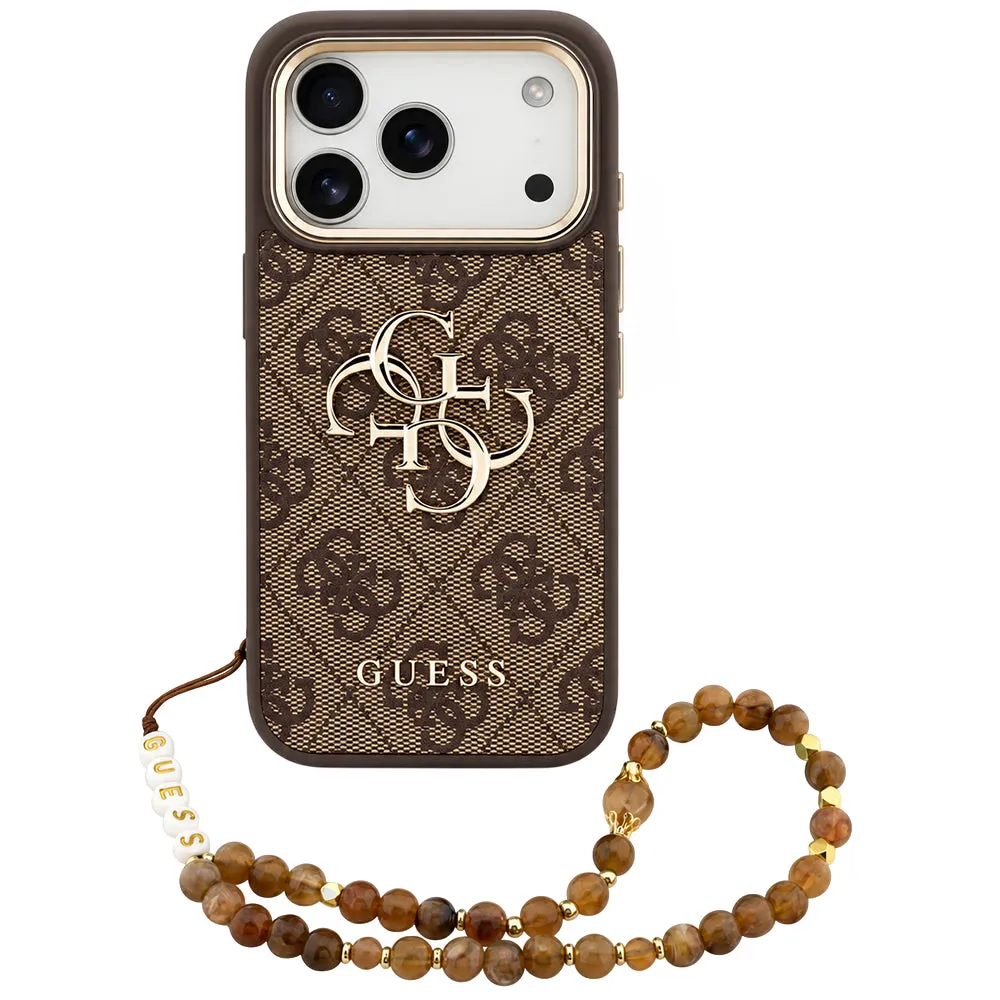 Custodia per Apple iPhone 18 Pro Max / 17 Pro Max, Guess, 4G Classic Logo con Cinturino, Marrone Dorato - immagine 1