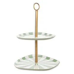 Alzata (27x31cm) decorativa 2 piani DONYA Verde e Bianco 0187168 - immagine 1