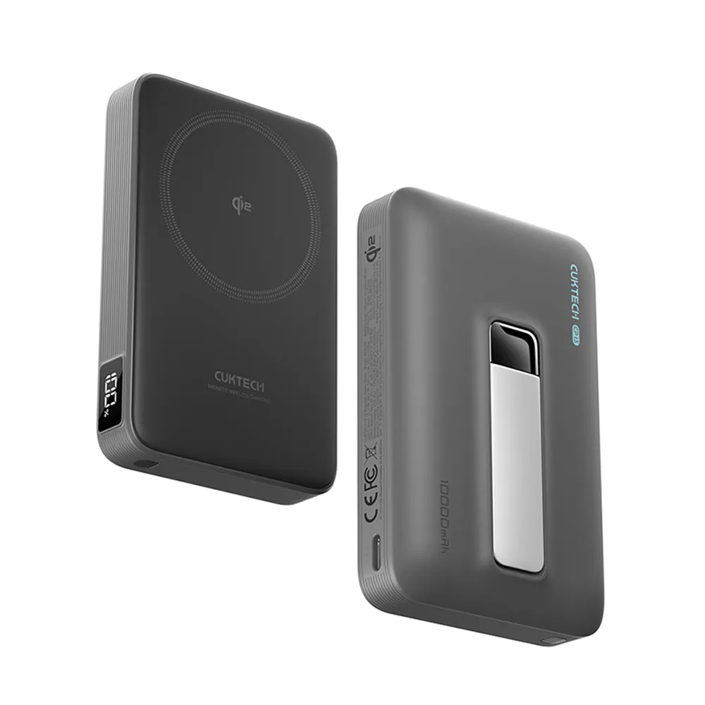 Batteria Esterna Wireless Cuktech WPB100, 10000mAh, 30W, PD + FQI, 1 x QI - 1 x USB-C, Grigio CUWPB100GLBK - immagine 1