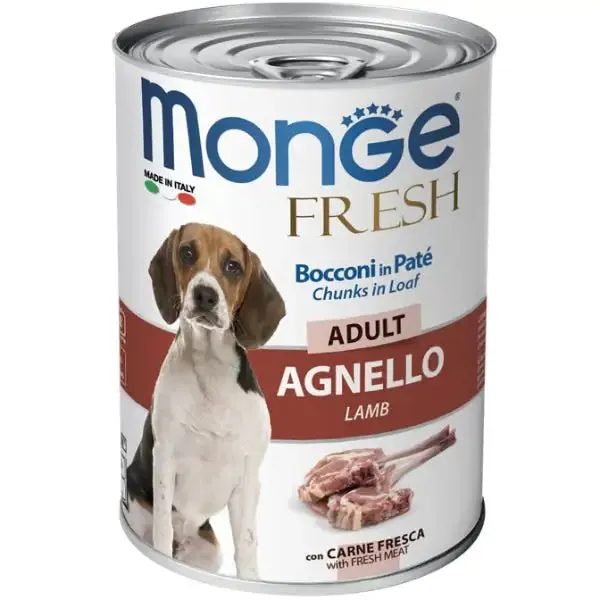 Monge Fresh Adult Patè 400 gr Agnello - confezione da 6 pezzi - Cibo umido per cani - immagine 1