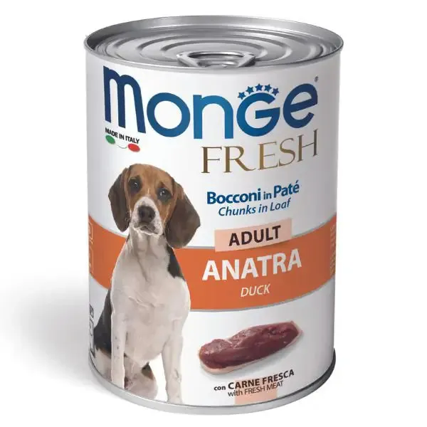 Monge Fresh Adult Patè 400 gr Anatra - confezione da 6 pezzi - Cibo umido per cani - immagine 1