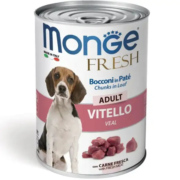 Monge Fresh Adult Patè 400 gr Vitello - confezione da 6 pezzi - Cibo umido per cani - immagine 1
